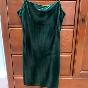Green velvet mini dress